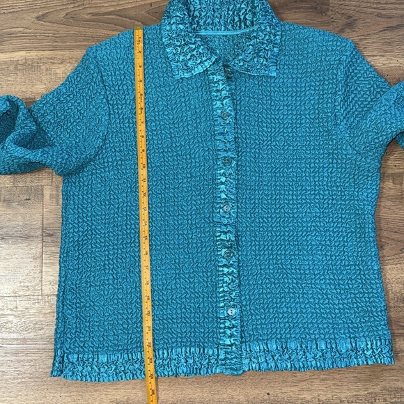 RAFAEL Teal Textured Button-Up Shirt - Picture 5 of 6